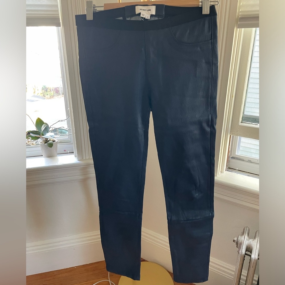Navy leather size 2 Helmut Lang leather leggings